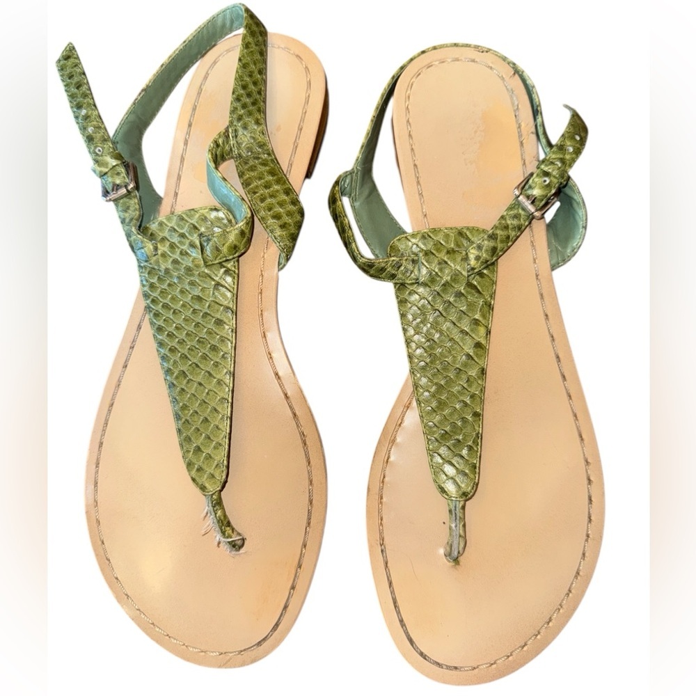 Nine West Green Snakeskin Leather Sandals 6